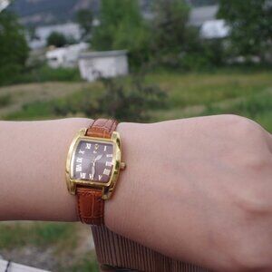 Brown Genuine  Leather Ladies Watch By Lucien Piccard